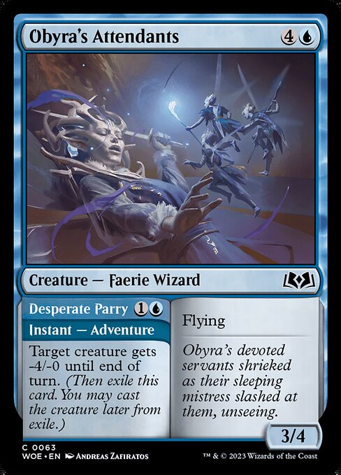 Obyra's Attendants // Desperate Parry — Wilds of Eldraine #63 — Foil — reference image 1