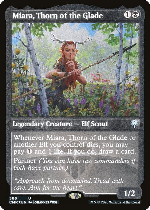 Miara, Thorn of the Glade — Commander Legends #566 — Etched Foil — reference image 1