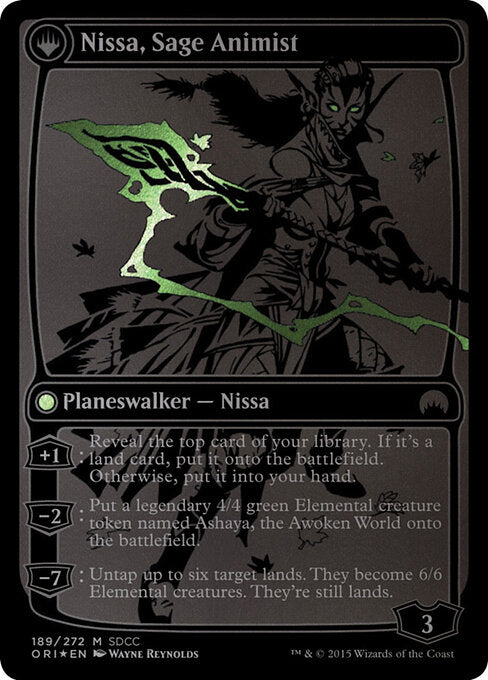 Nissa, Vastwood Seer // Nissa, Sage Animist — San Diego Comic-Con 2015 #189 — Foil — reference image 2