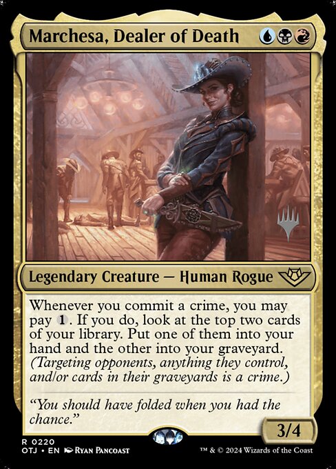 Marchesa, Dealer of Death — Outlaws of Thunder Junction Promos #220p — Foil — reference image 1