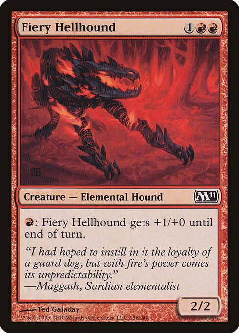 Fiery Hellhound — Magic 2011 #136 — Non Foil — reference image 1
