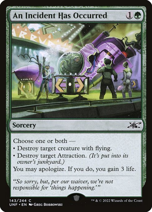 An Incident Has Occurred — Unfinity #143 — Foil — reference image 1