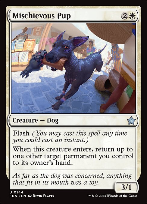 Mischievous Pup — Foundations #144 — Non Foil — reference image 1