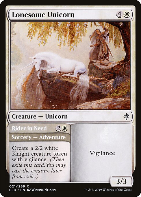 Lonesome Unicorn // Rider in Need — Throne of Eldraine #21 — Non Foil — reference image 1