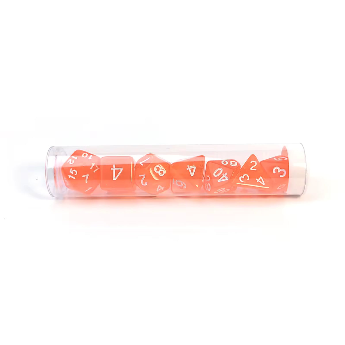 7-Piece Acrylic Dice Set — Orange