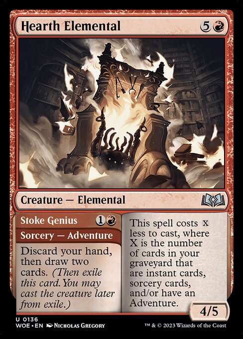 Hearth Elemental // Stoke Genius — Wilds of Eldraine #136 — Non Foil