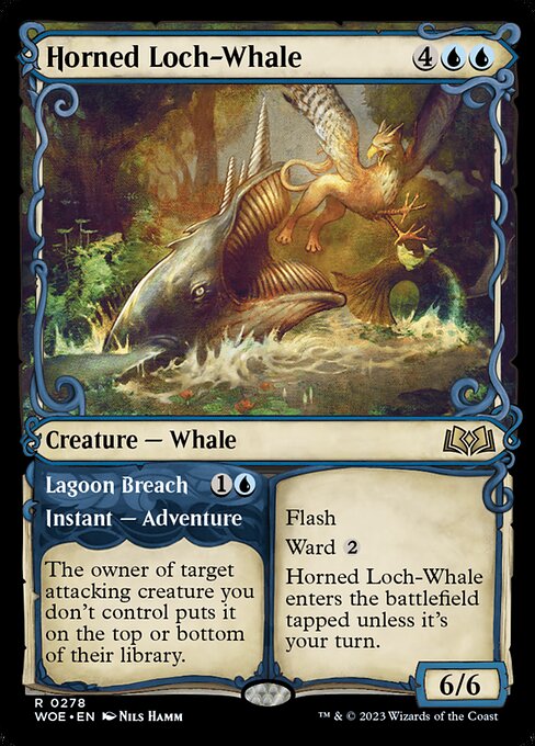 Horned Loch-Whale // Lagoon Breach — Wilds of Eldraine #278 — Non Foil — reference image 1