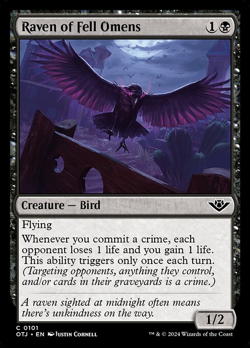 Raven of Fell Omens — Outlaws of Thunder Junction #101 — Non Foil