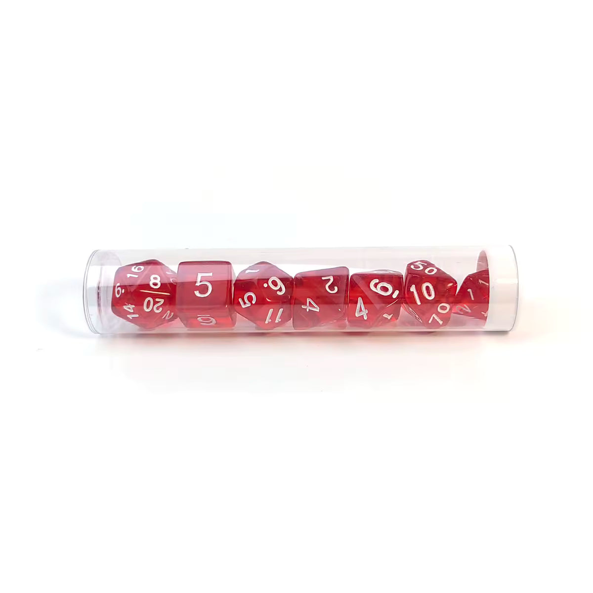 7-Piece Acrylic Dice Set — Red