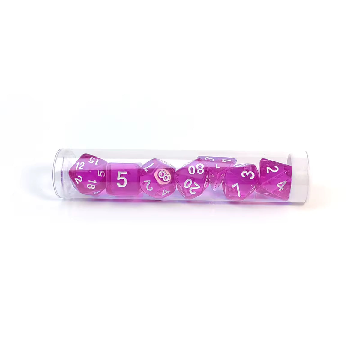 7-Piece Acrylic Dice Set — Rose Red